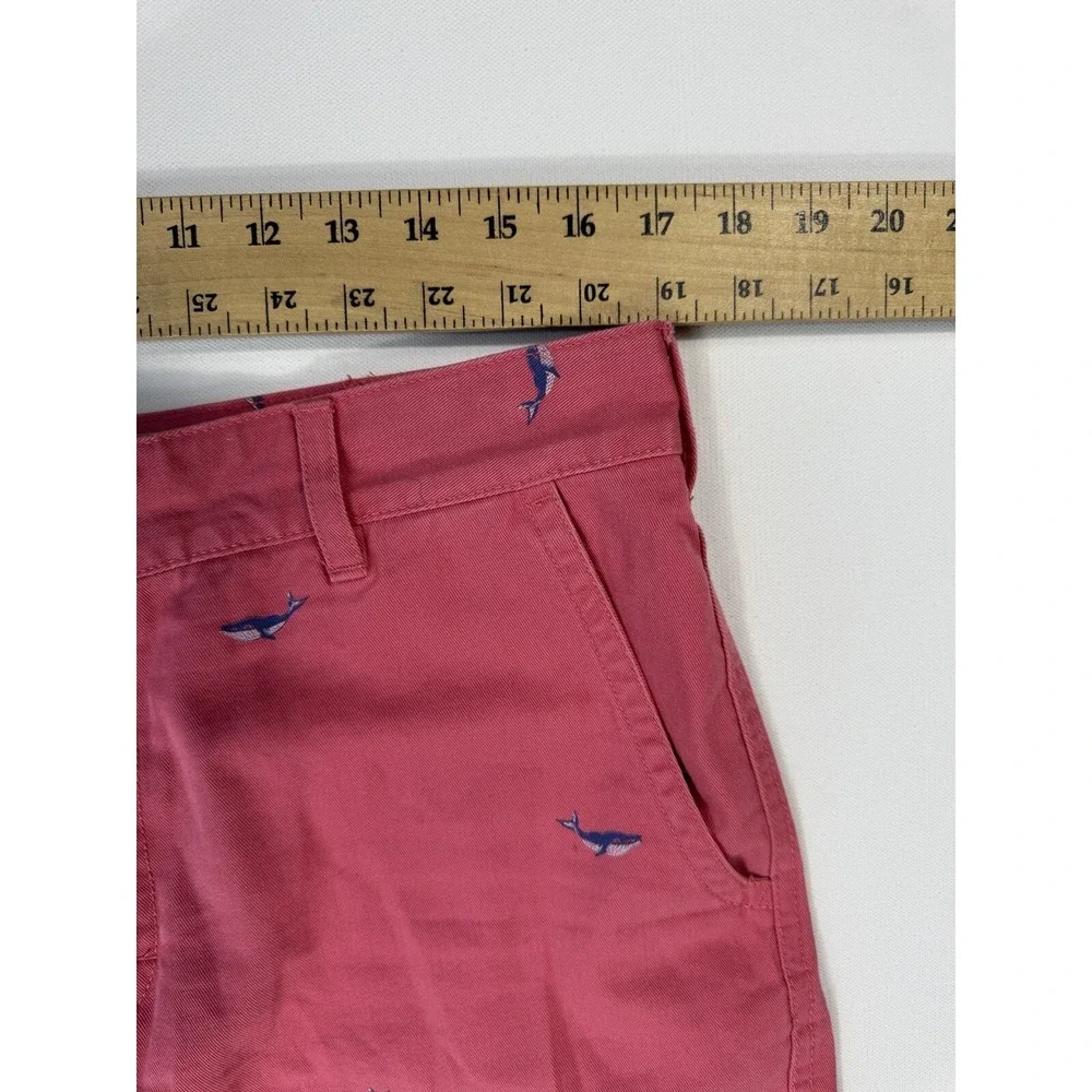 Izod Saltwater Men 34 Pink Whale Print Chino Shorts Nautical Preppy Beach Cotton